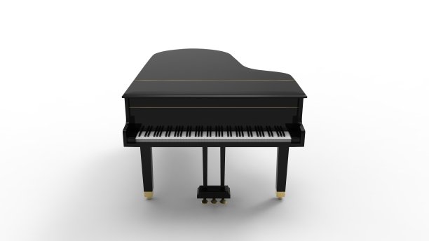 三维渲染的三角钢琴孤立在白色背景图片下载
