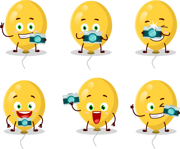 摄影师职业表情符号用黄色图片下载