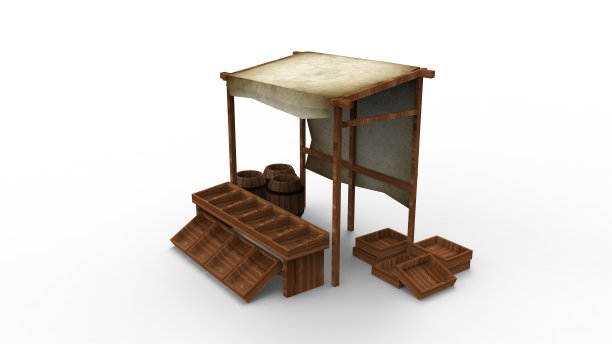 3d渲染的市场摊位孤立在白色背景图片下载