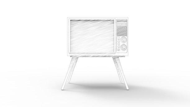老式复古电视电视孤立在白色背景上。图片下载