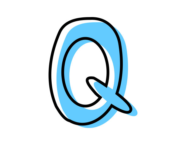 手写字母。向量。插图。大写字母q。图片下载