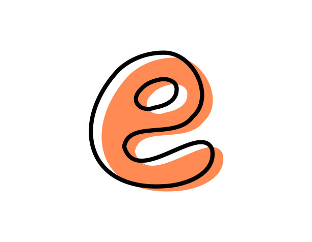 手写字母。向量。插图。小写字母。e。图片下载