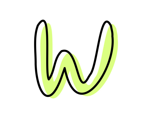 手写字母。向量。插图。小写字母。w。图片下载