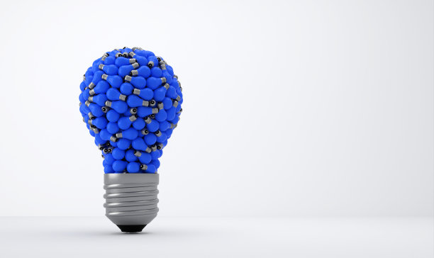 灯泡技术在前面的背景- 3D插图图片下载