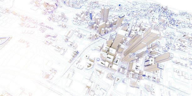 白色低聚现代市中心以上的观点图片下载