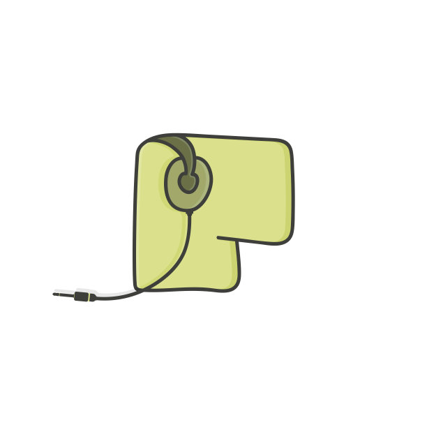 P字母耳机及插孔设计。矢量手绘音乐字体独立音乐应用和海报，音乐元素，生动的音频身份等。图片下载