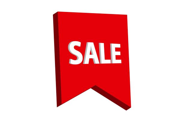 红色销售标志标签3d丝带形状设计图片下载