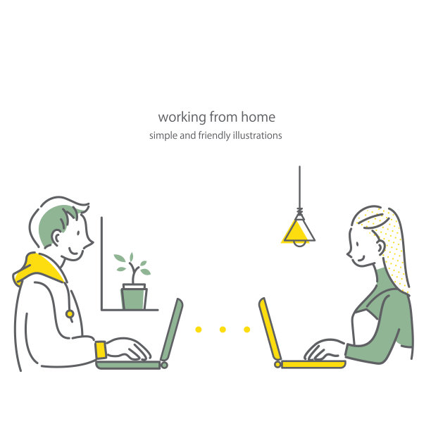 在家工作，商业插图图片下载
