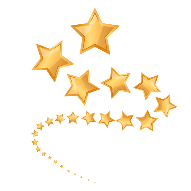 冉冉升起的星星，一组金色的星星形成的波浪。矢量插图。向量。图片下载