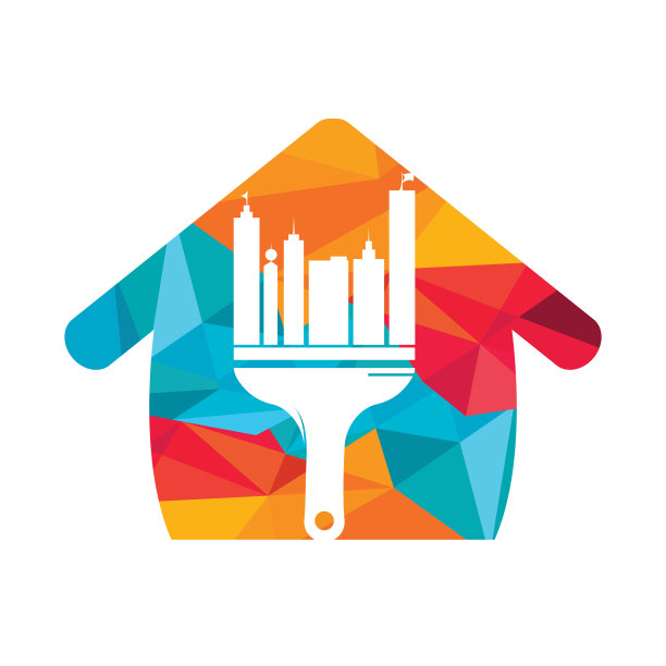 城市油漆刷矢量标志设计。建筑装修装修施工图标。图片下载