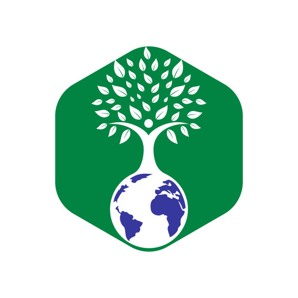 全球人树矢量标志设计模板。图片下载