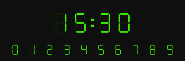 一组数字时钟数字。计算器或电子计数器的数字。矢量图图片下载