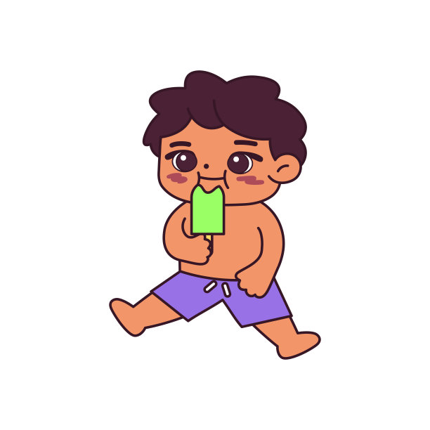 孤立的男孩冰淇淋海滩矢量插图图片下载