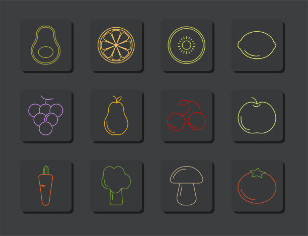 图标集合概述素食和健康食品插图图片下载