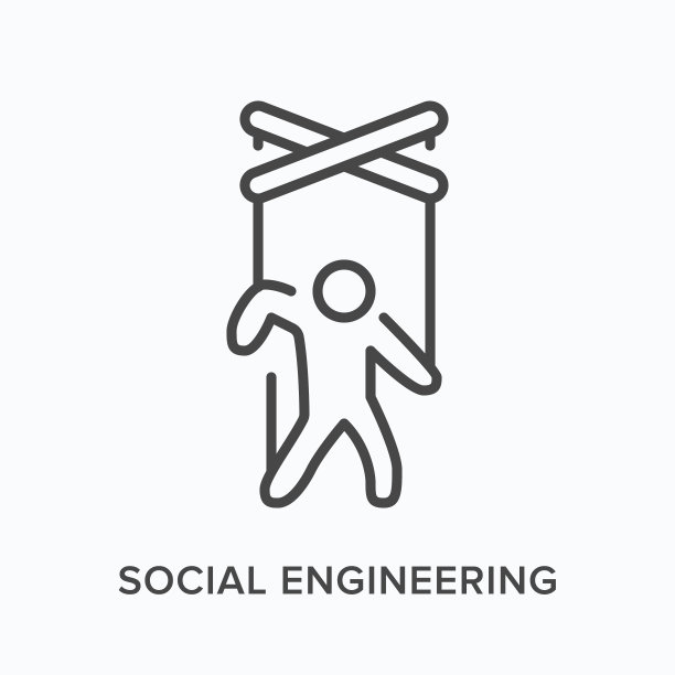 社会工程扁平线条图标，木偶和细线的矢量轮廓插图，用于客户操纵的黑色细线条象形图图片下载
