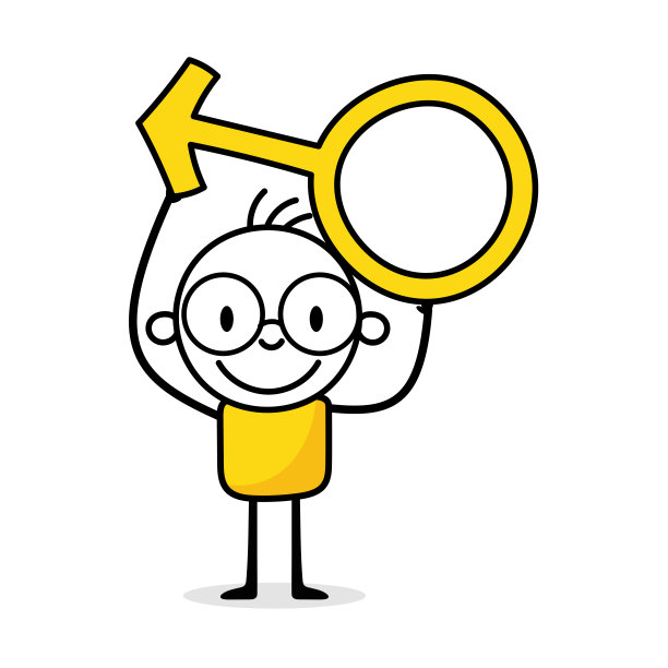 手绘涂鸦线条：拿着男性标志的商人矢量素材图片下载