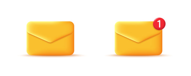 3D邮件通知图标矢量素材图片下载