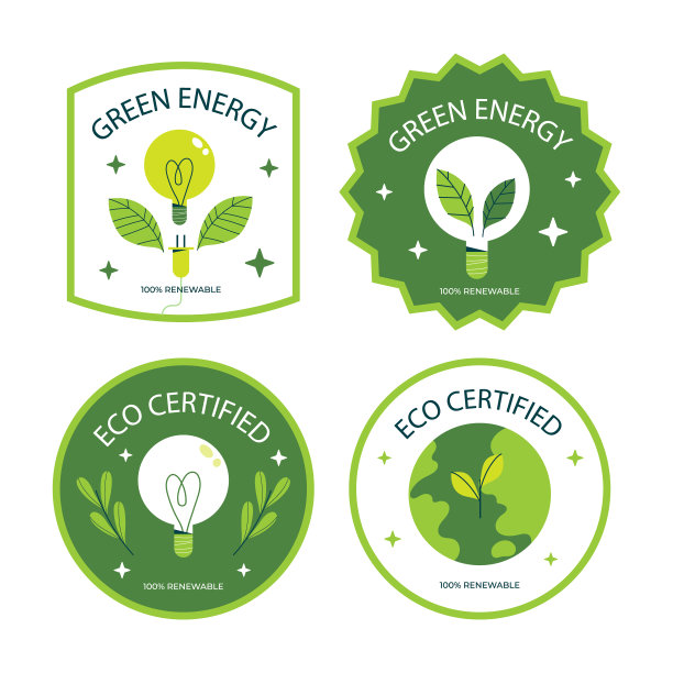 手绘平面设计生态友好标签矢量插图图片下载