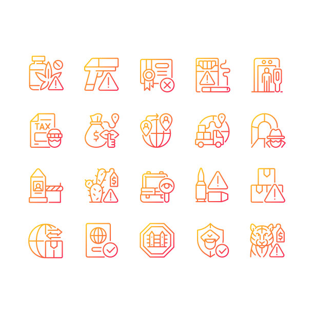 走私梯度线性矢量图标设置图片下载