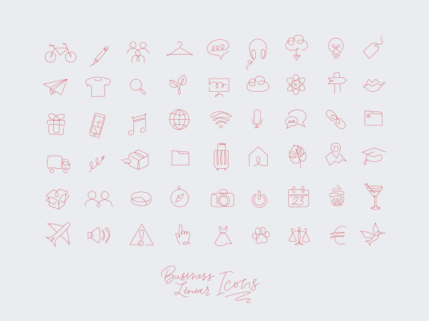 商业红线的极简线性图标图片下载