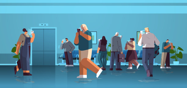 商务人士使用数码产品成瘾，商务人士活跃于社交网络中，这是数码成瘾的概念图片下载