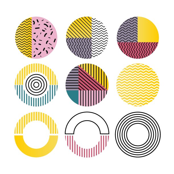 地理风格的几何圆集。复古元素网页，复古，广告，商业旗帜，海报，传单，广告牌，销售。集合流行的彩色矢量几何形状图片下载