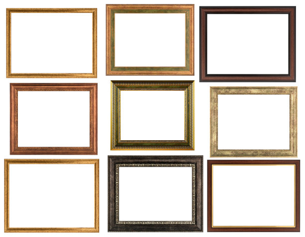 收集各种古董框架上的白色背景图片下载
