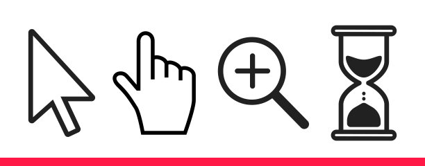 指针指针，箭头，沙漏加载时钟鼠标，放大游标图标符号。图片下载