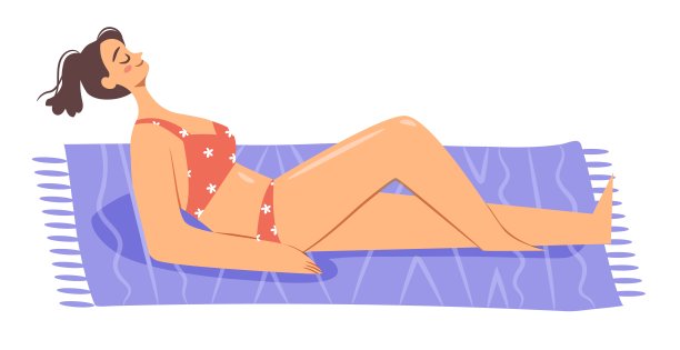 一个女孩在沙滩上休息。图片下载