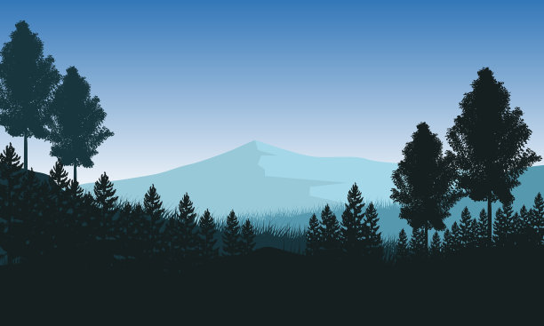 宁静的森林氛围与现实的山景从村庄图片下载