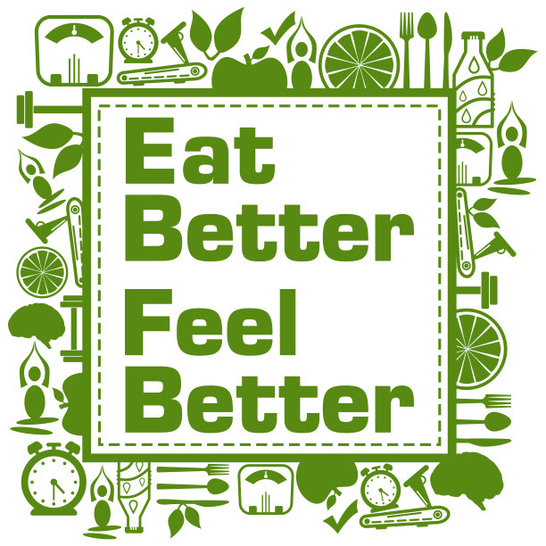 吃得更好感觉更好健康符号绿色包围广场图片下载
