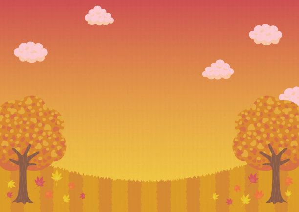 秋天黄昏景观，矢量插图的背景图片下载