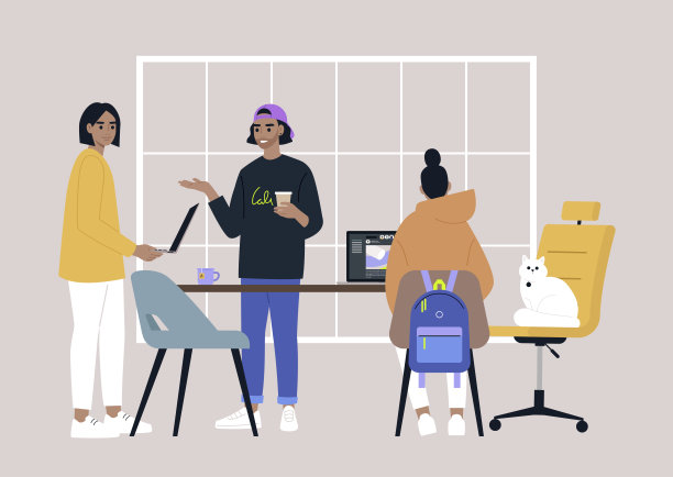 一个多元化的团队，年轻的成年人在办公室工作，千禧一代在工作图片下载