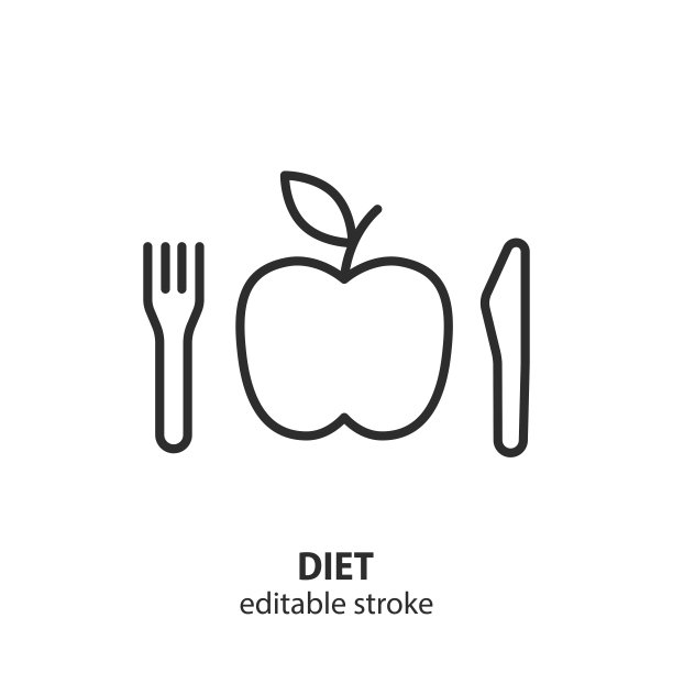 饮食行图标。健康饮食矢量插图。图片下载