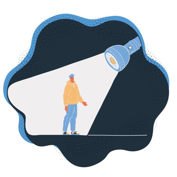 矢量插图的人站在光线在黑暗的背景图片下载