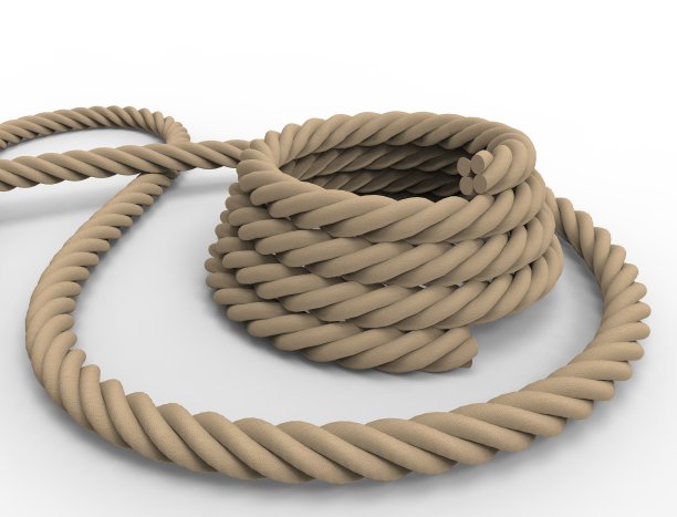 白色背景上的一根航海绳索的3D渲染。图片下载