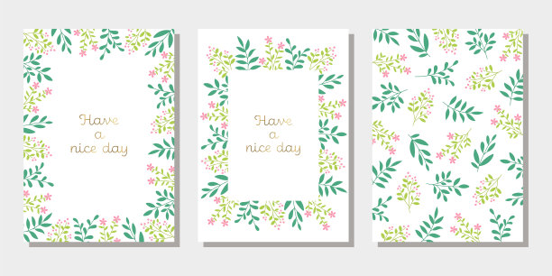 集花卉插图卡设计，春天的颜色图片下载