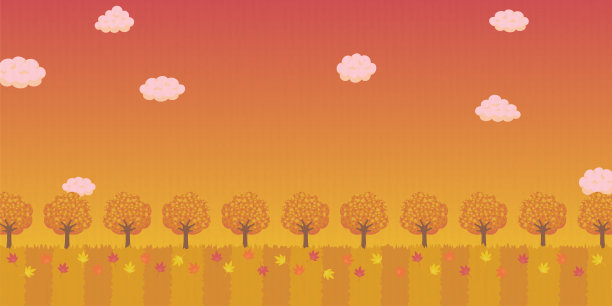 秋天黄昏景观，矢量插图的背景，横幅大小图片下载