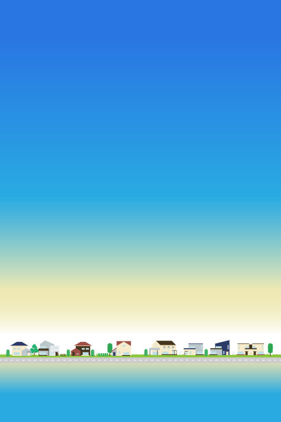 线条简单的现代房屋矢量插图。黄昏的天空图片下载