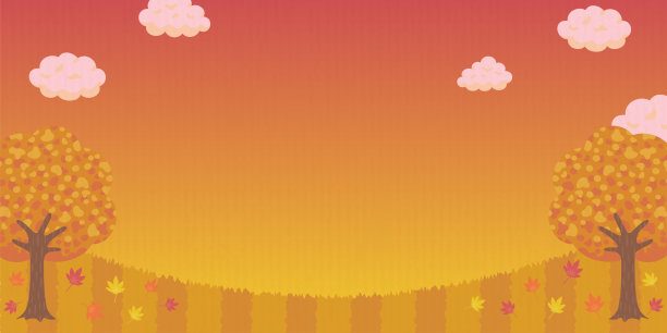 秋天黄昏景观，矢量插图的背景，横幅大小图片下载