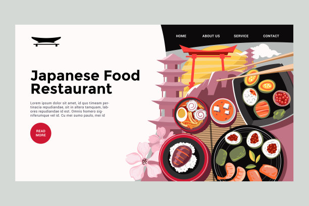 日本料理餐厅登陆页面模板概念图片下载