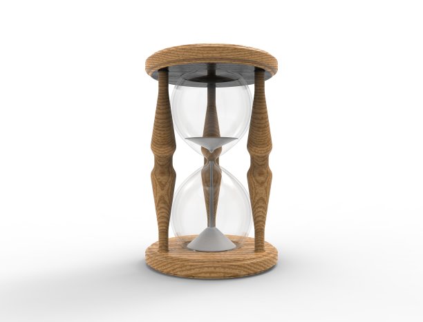 一个沙漏在白色背景上的3D渲染。图片下载