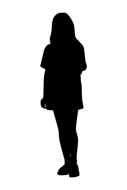 年轻女子剪影向量在白色背景图片下载