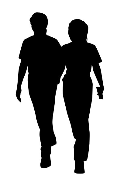 年轻女子剪影向量在白色背景图片下载