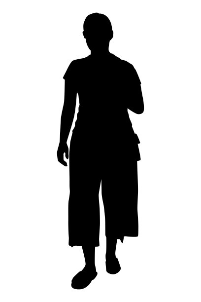 年轻女子剪影向量在白色背景图片下载