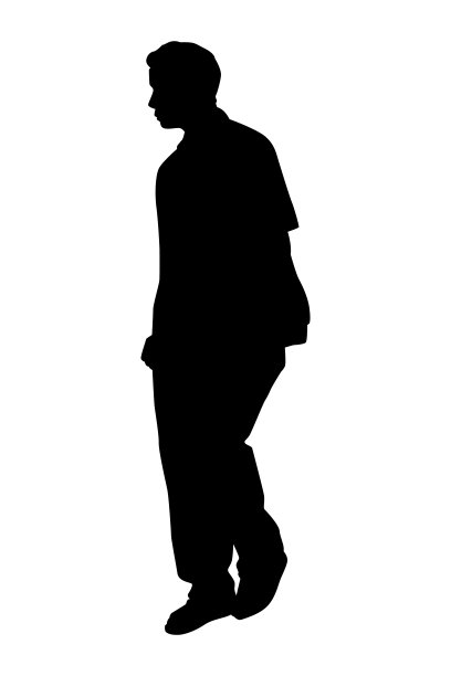 年轻男子轮廓矢量孤立在白色背景上图片下载