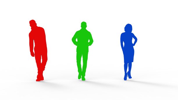 一个人的轮廓的3d渲染孤立在白色背景中图片下载