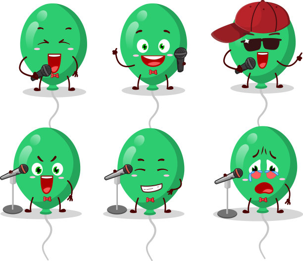 一个可爱的卡通设计概念的绿色气球图片下载