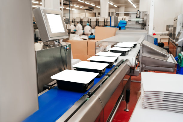 现代家禽加工厂。用肉类生产食品的工厂。传送带上的食物。现代化食品厂的自动化生产线。图片下载