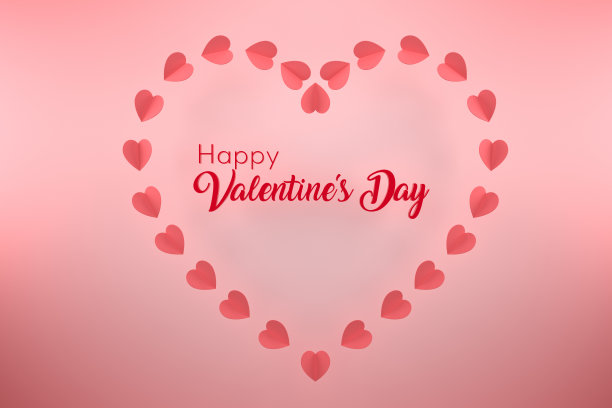 心形由许多颗心组成，并带有情人节快乐的标志图片下载